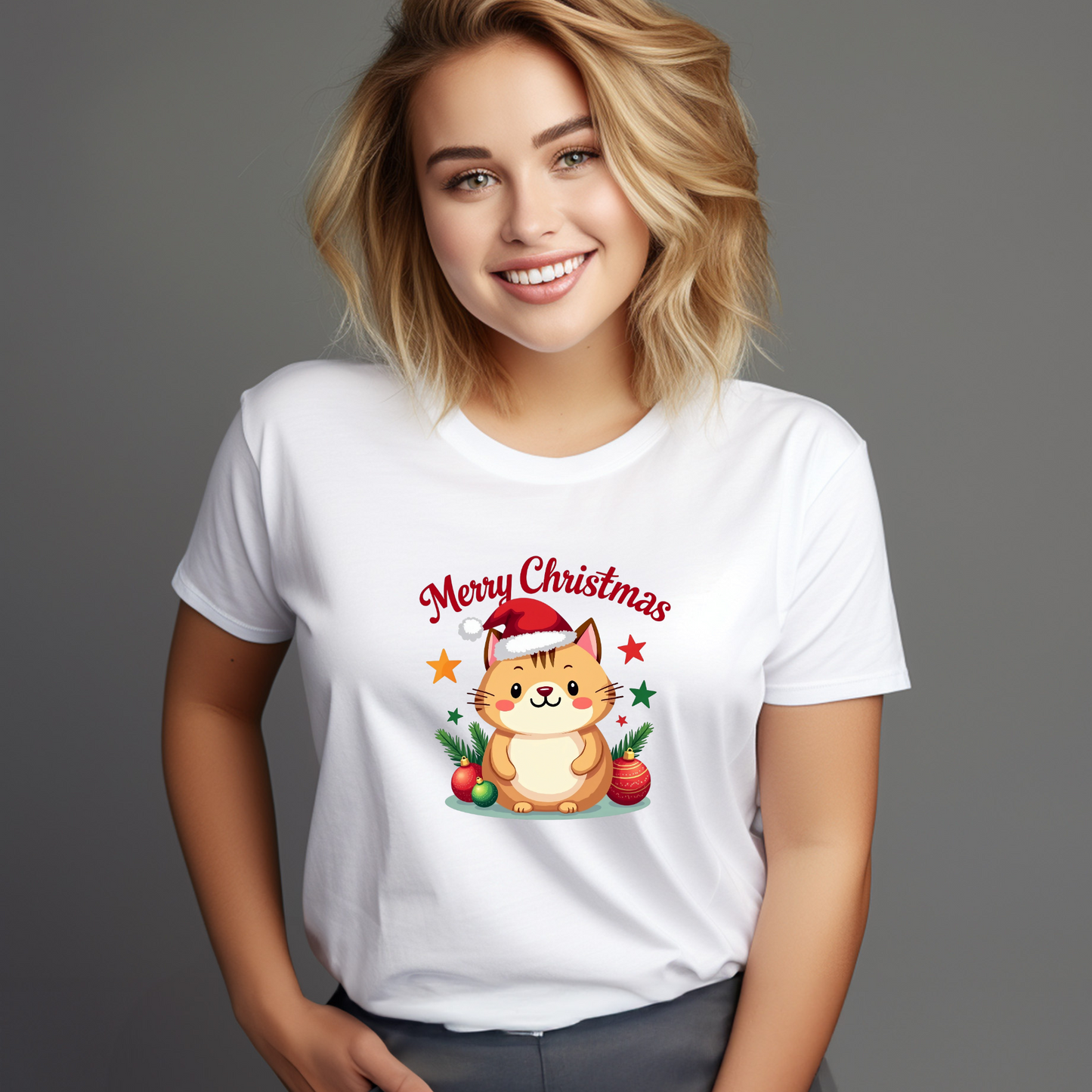 Cute Cat Christmas T-Shirt Design #TS-0004