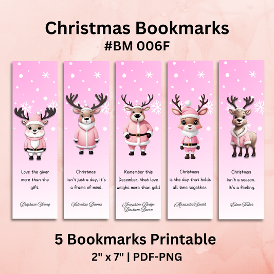 Quetos Christmas With Reindeer Bookmarks