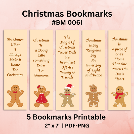 Quetos Christmas Bookmarks Printable #BM 006I