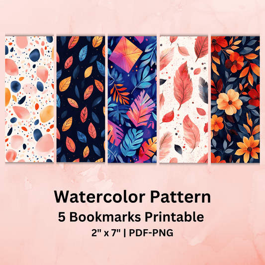 Watercolor Element Pattern Bookmarks Printable #BM 003