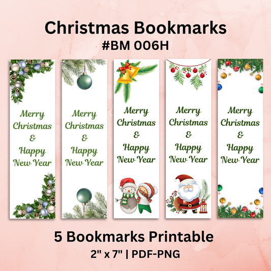 Quetos Christmas Bookmarks Printable #BM 006H