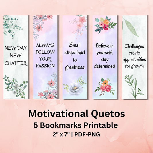 Motivational Quetos Watercolor Bookmarks Printable #BM 004