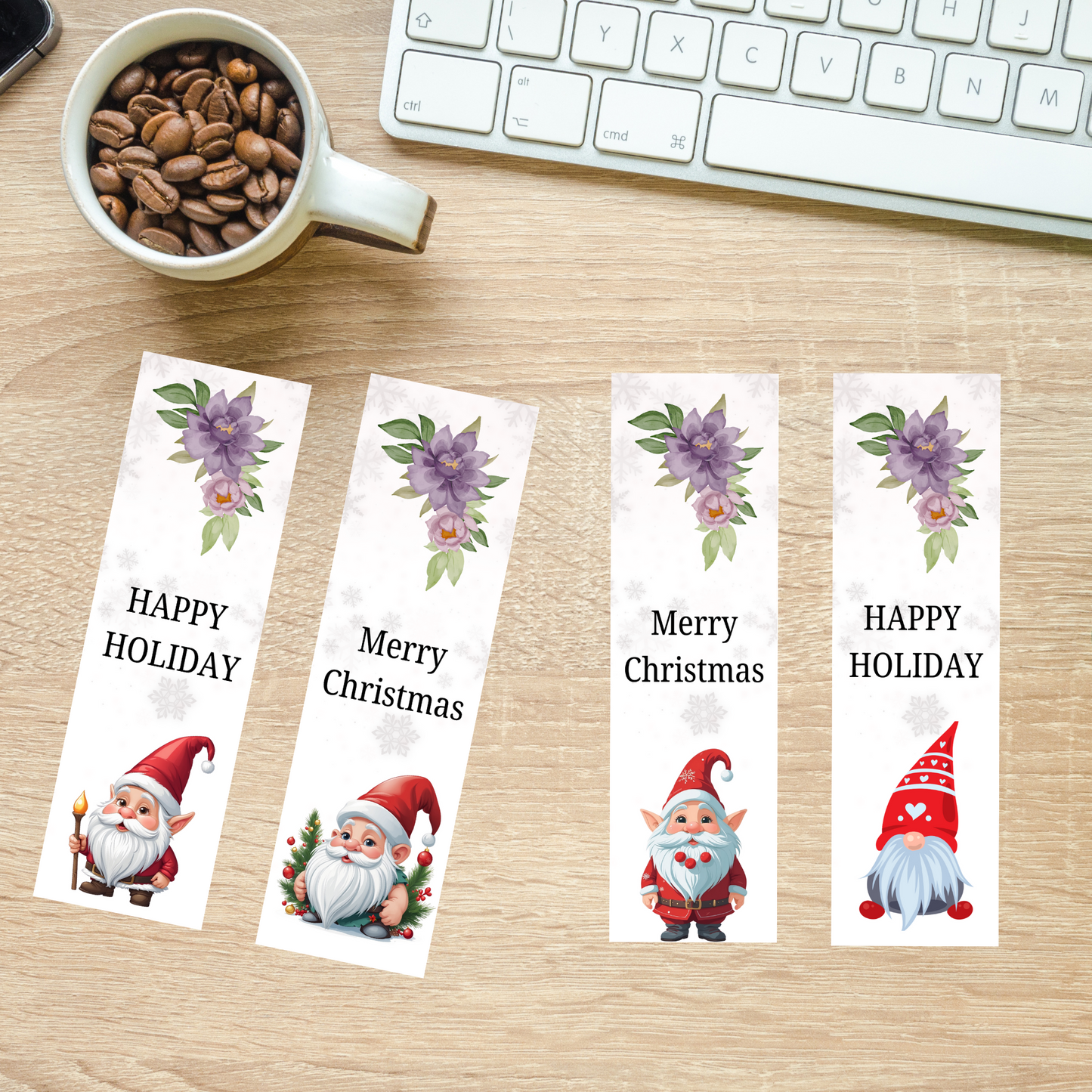 Gnome Christmas Bookmarks Printable BM #006G