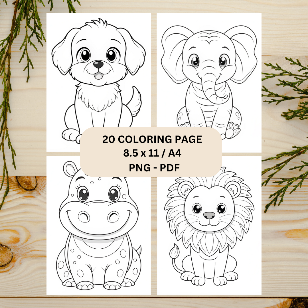 Animal Coloring Book Page Digital Printable #CBP 003