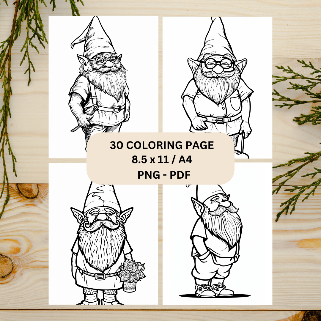 Garden Gnomes Coloring Books Printable #CBP 001