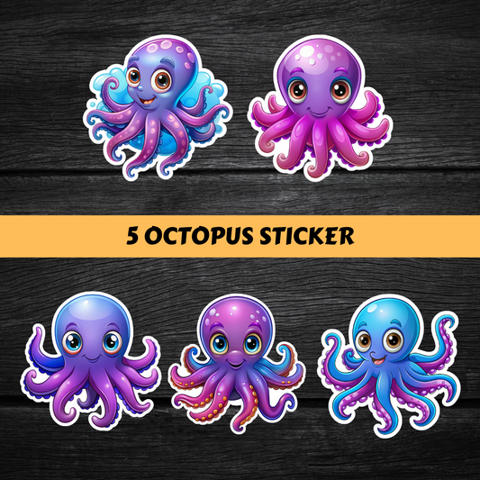 5 Octopus Sticker Design #DS 020