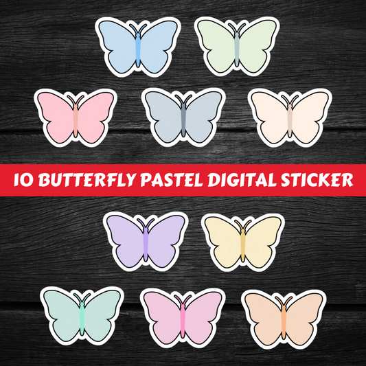 Pastel Butterfly Sticker Printable Design #DS 013