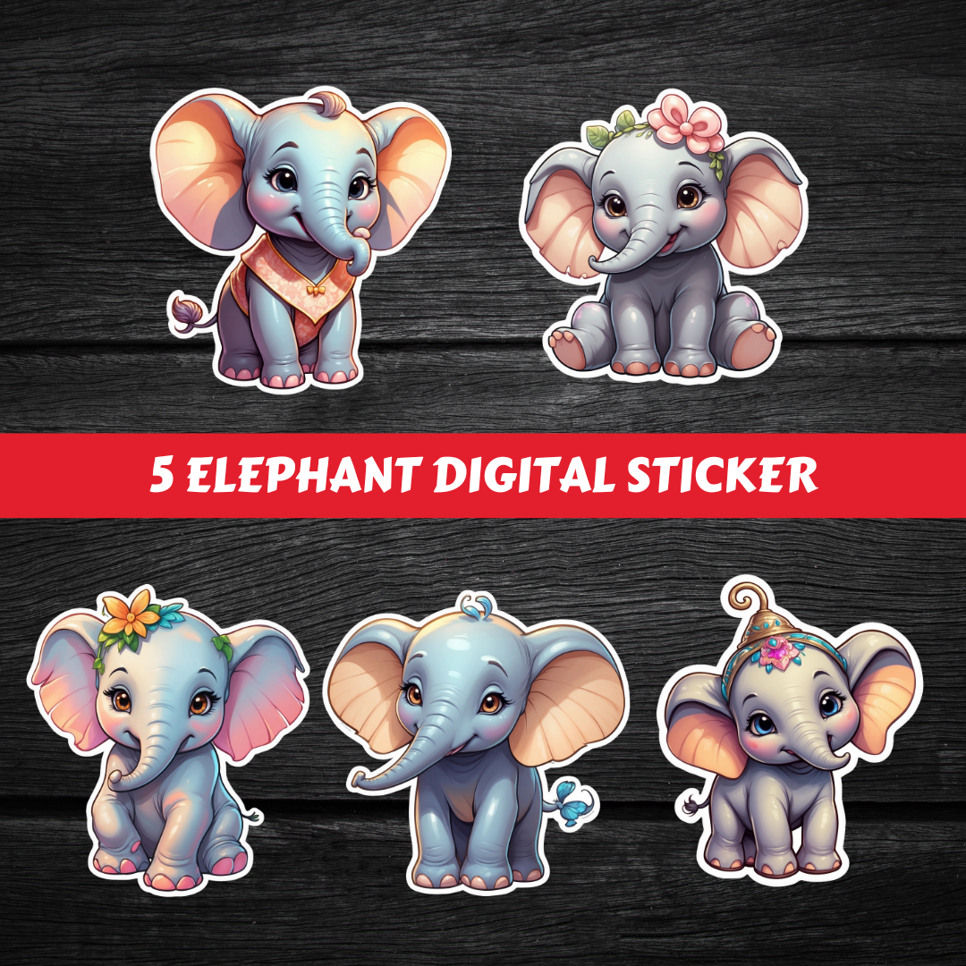 Elephant Digital Sticker Printable #DS 014