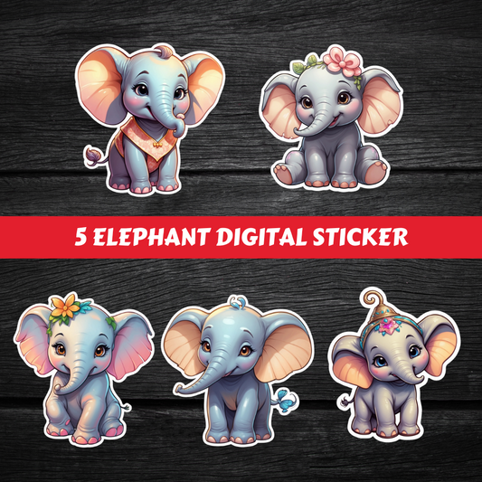 Elephant Digital Sticker Printable #DS 014