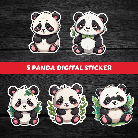 Panda Digital Sticker Printable #DS 016