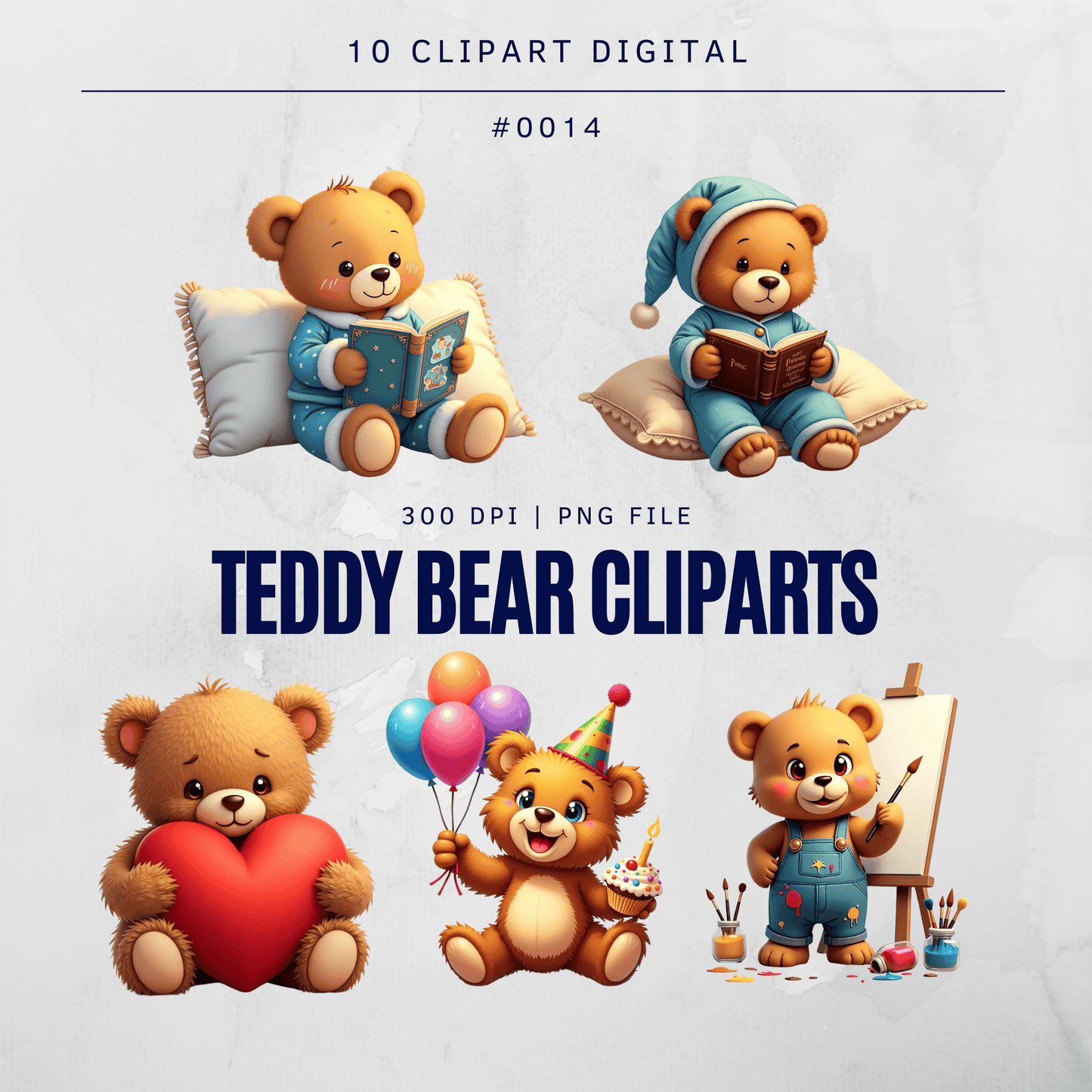 10 Teddy Bear Cliparts Digital Printable
