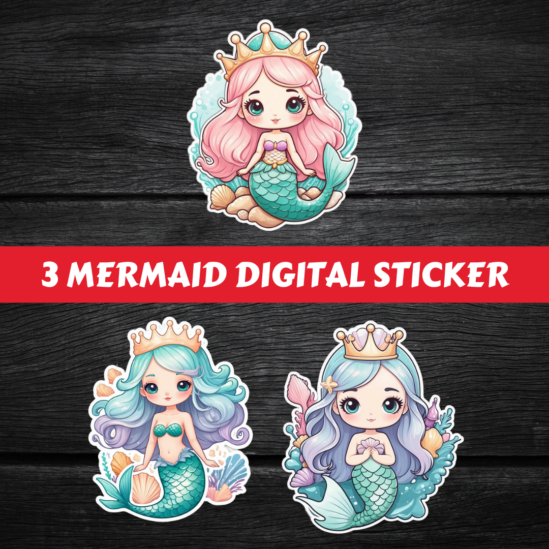 Cute Mermaid Sticker Printable #DS 006