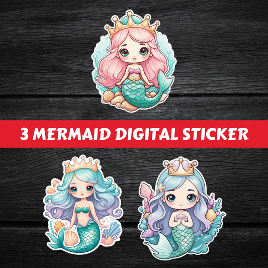 Cute Mermaid Sticker Printable #DS 006