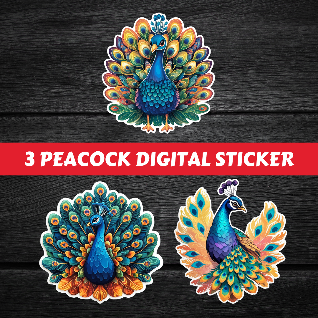 Peacock Sticker Printable Design #DS 009