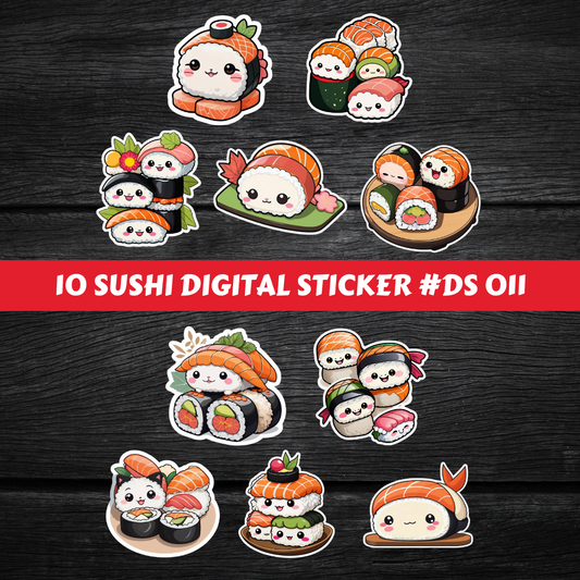 Cute Sushi Sticker Printable Design #DS 011