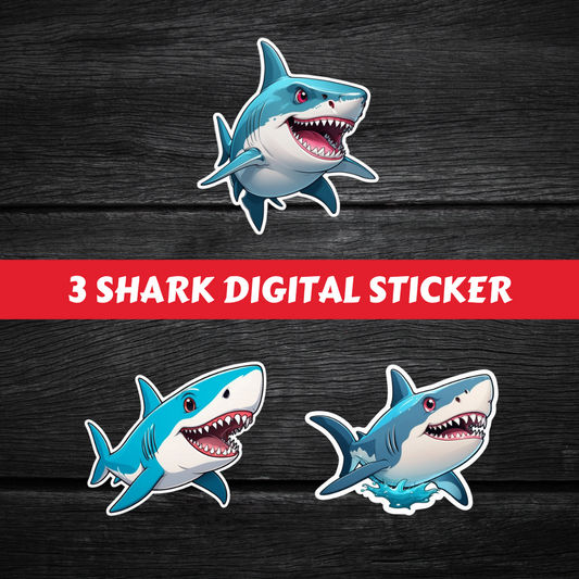 Shark Sticker Digital Product Printable #DS 012