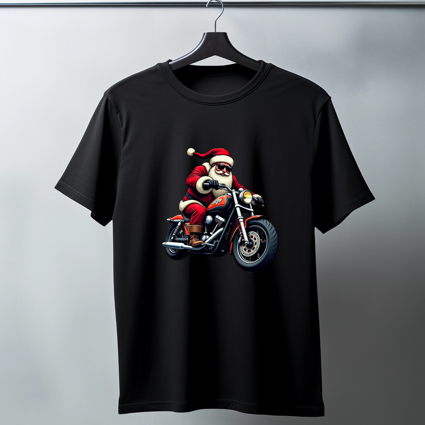 Santa Claus Riding Motorcycle T-Shirt Design #TS-0006